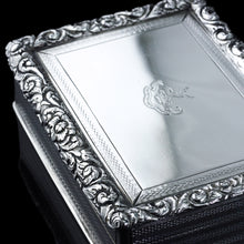 Load image into Gallery viewer, Antique Georgian Solid Silver Large Table Snuff Box Floral Chased Border - Joseph Willmore 1832

