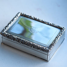 Load image into Gallery viewer, Antique Georgian Solid Silver Large Table Snuff Box Floral Chased Border - Joseph Willmore 1832
