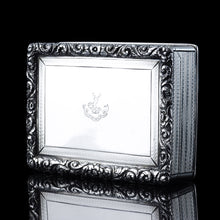 Load image into Gallery viewer, Antique Georgian Solid Silver Large Table Snuff Box Floral Chased Border - Joseph Willmore 1832
