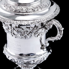 Load image into Gallery viewer, Antique Georgian Solid Silver Cup/Wine Cooler with Lid, Earl Interest - Barnards 1826
