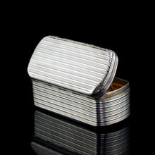 Load image into Gallery viewer, Antique Georgian Solid Silver Snuff Box Oblong Shape with Reeded Lines - Charles Rawlings 1818
