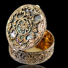 Load image into Gallery viewer, Antique Silver Gilt Pill/Snuff Box with Mother of Pearl - 19th c. - Artisan Antiques
