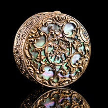 Load image into Gallery viewer, Antique Silver Gilt Pill/Snuff Box with Mother of Pearl - 19th c. - Artisan Antiques
