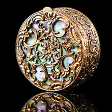 Load image into Gallery viewer, Antique Silver Gilt Pill/Snuff Box with Mother of Pearl - 19th c. - Artisan Antiques
