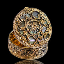 Load image into Gallery viewer, Antique Silver Gilt Pill/Snuff Box with Mother of Pearl - 19th c. - Artisan Antiques
