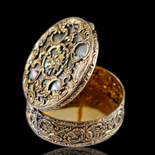 Load image into Gallery viewer, Antique Silver Gilt Pill/Snuff Box with Mother of Pearl - 19th c. - Artisan Antiques
