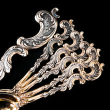 Load image into Gallery viewer, Antique German Solid Silver Icecream Server &amp; Spoons in Rococo Style - c.1900
