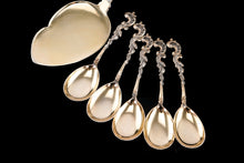 Load image into Gallery viewer, Antique German Solid Silver Icecream Server &amp; Spoons in Rococo Style - c.1900

