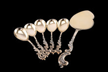 Load image into Gallery viewer, Antique German Solid Silver Icecream Server &amp; Spoons in Rococo Style - c.1900

