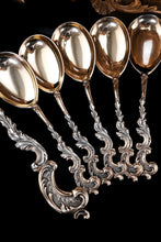 Load image into Gallery viewer, Antique German Solid Silver Icecream Server &amp; Spoons in Rococo Style - c.1900
