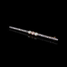 Load image into Gallery viewer, Antique 18ct Gold &amp; Platinum Pink Pearl &amp; Diamond Brooch - c.1920
