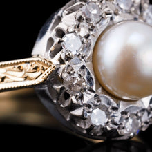 Load image into Gallery viewer, Antique Pearl &amp; Diamond Cluster Ring 18ct Gold - c.1900s
