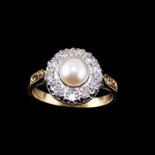 Load image into Gallery viewer, Antique Pearl &amp; Diamond Cluster Ring 18ct Gold - c.1900s
