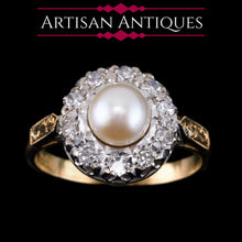 Load image into Gallery viewer, Antique Pearl &amp; Diamond Cluster Ring 18ct Gold - c.1900s
