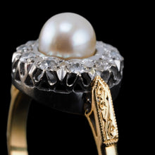 Load image into Gallery viewer, Antique Pearl &amp; Diamond Cluster Ring 18ct Gold - c.1900s
