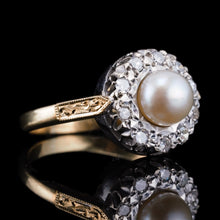 Load image into Gallery viewer, Antique Pearl &amp; Diamond Cluster Ring 18ct Gold - c.1900s
