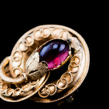 Load image into Gallery viewer, Antique Victorian 18ct Gold Garnet Cabochon Flower Bud Brooch - c.1880
