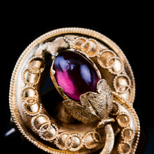 Load image into Gallery viewer, Antique Victorian 18ct Gold Garnet Cabochon Flower Bud Brooch - c.1880
