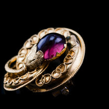 Load image into Gallery viewer, Antique Victorian 18ct Gold Garnet Cabochon Flower Bud Brooch - c.1880
