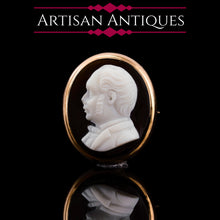 Load image into Gallery viewer, Antique Georgian/Victorian Hardstone Cameo with Engraved Gentleman&#39;s Portrait - c.1830-40
