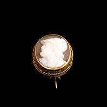 Load image into Gallery viewer, Antique Victorian 15ct Gold Carved Shell Cameo Brooch with &quot;Menelaus&quot; Head Greek Mythology - c.1880
