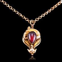 Load image into Gallery viewer, Antique Victorian 18ct Gold Garnet Cabochon Pendant Necklace - c.1840
