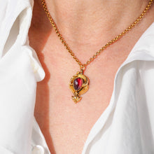 Load image into Gallery viewer, Antique Victorian 18ct Gold Garnet Cabochon Pendant Necklace - c.1840
