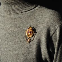 Load image into Gallery viewer, Antique Victorian 18K Gold Brooch/Pendant &amp; Earrings Garnet &amp; Chrysoberyl - Etruscan Revival c.1870
