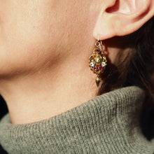Load image into Gallery viewer, Antique Victorian 18K Gold Brooch/Pendant &amp; Earrings Garnet &amp; Chrysoberyl - Etruscan Revival c.1870
