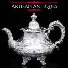 Load image into Gallery viewer, Antique Victorian Solid Silver Teapot in Louis XV Rococo Style - Barnard 1854
