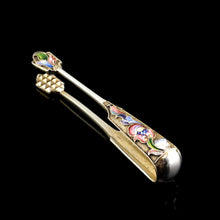 Load image into Gallery viewer, Antique Russian Silver Enamel Sugar Tongs Cloisonne- Maria Semenova c.1900 - Artisan Antiques
