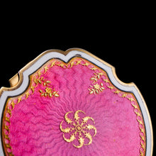 Load image into Gallery viewer, Antique Solid Silver Gilt Pink Enamel Guilloche Large Paper Clip - c.1880

