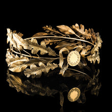 Load image into Gallery viewer, Antique Solid Silver Gilt Crown Foliate Wreath with Laurel/Acorn Leaves - 19th Century
