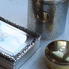 Load image into Gallery viewer, Antique Georgian Solid Silver Large Table Snuff Box Floral Chased Border - Joseph Willmore 1832
