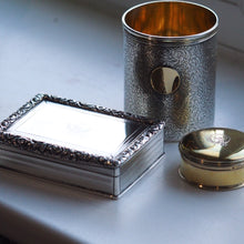Load image into Gallery viewer, Antique Georgian Solid Silver Large Table Snuff Box Floral Chased Border - Joseph Willmore 1832
