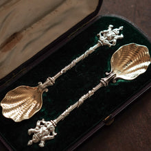 Load image into Gallery viewer, Antique Solid Silver Pair of Spoons, Salters Company - Smith, Nicholson &amp; Co 1858

