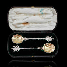 Load image into Gallery viewer, Antique Solid Silver Pair of Spoons, Salters Company - Smith, Nicholson &amp; Co 1858
