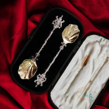 Load image into Gallery viewer, Antique Solid Silver Pair of Spoons, Salters Company - Smith, Nicholson &amp; Co 1858
