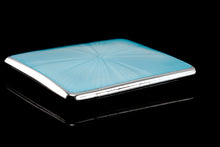 Load image into Gallery viewer, Antique Sterling Silver Guilloche Enamel Cigarette Case with Blue Sunburst Top - William Neale &amp; Son Ltd 1913
