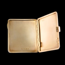 Load image into Gallery viewer, Antique Sterling Silver Guilloche Enamel Cigarette Case with Blue Sunburst Top - William Neale &amp; Son Ltd 1913
