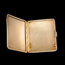 Load image into Gallery viewer, Antique Sterling Silver Guilloche Enamel Cigarette Case with Blue Sunburst Top - William Neale &amp; Son Ltd 1913
