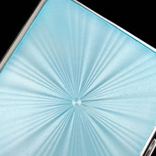 Load image into Gallery viewer, Antique Sterling Silver Guilloche Enamel Cigarette Case with Blue Sunburst Top - William Neale &amp; Son Ltd 1913
