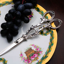 Load image into Gallery viewer, Antique Victorian Solid Silver Scissors/Grape Shears Cast Acanthus Design - Francis Higgins 1846
