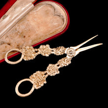 Load image into Gallery viewer, Antique Georgian Solid Silver Gilt Grape Shears/Scissors with Magnificent Vines - London 1830
