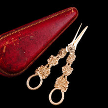 Load image into Gallery viewer, Antique Georgian Solid Silver Gilt Grape Shears/Scissors with Magnificent Vines - London 1830
