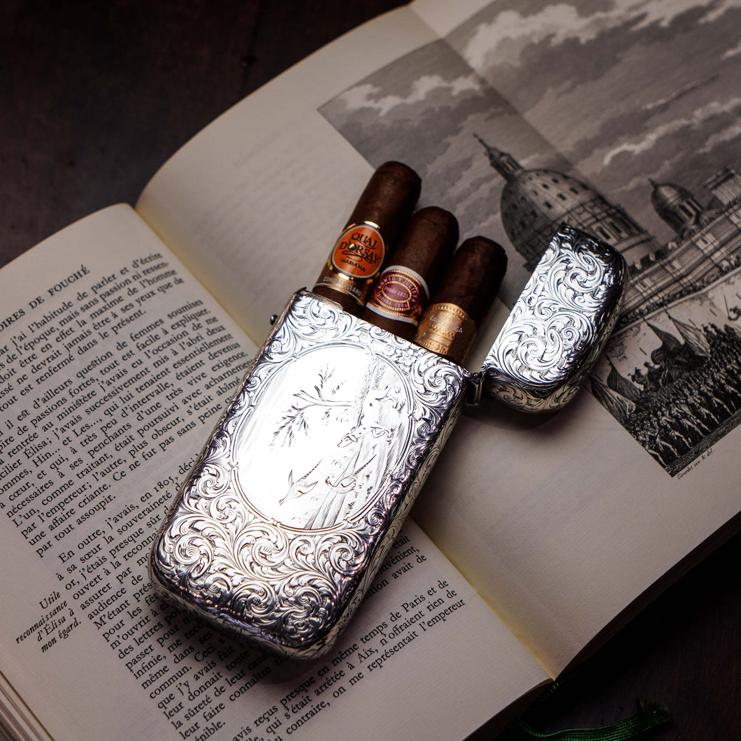 Antique Victorian Solid Silver Cigar Cheroot Case - Nathaniel Mills 1853