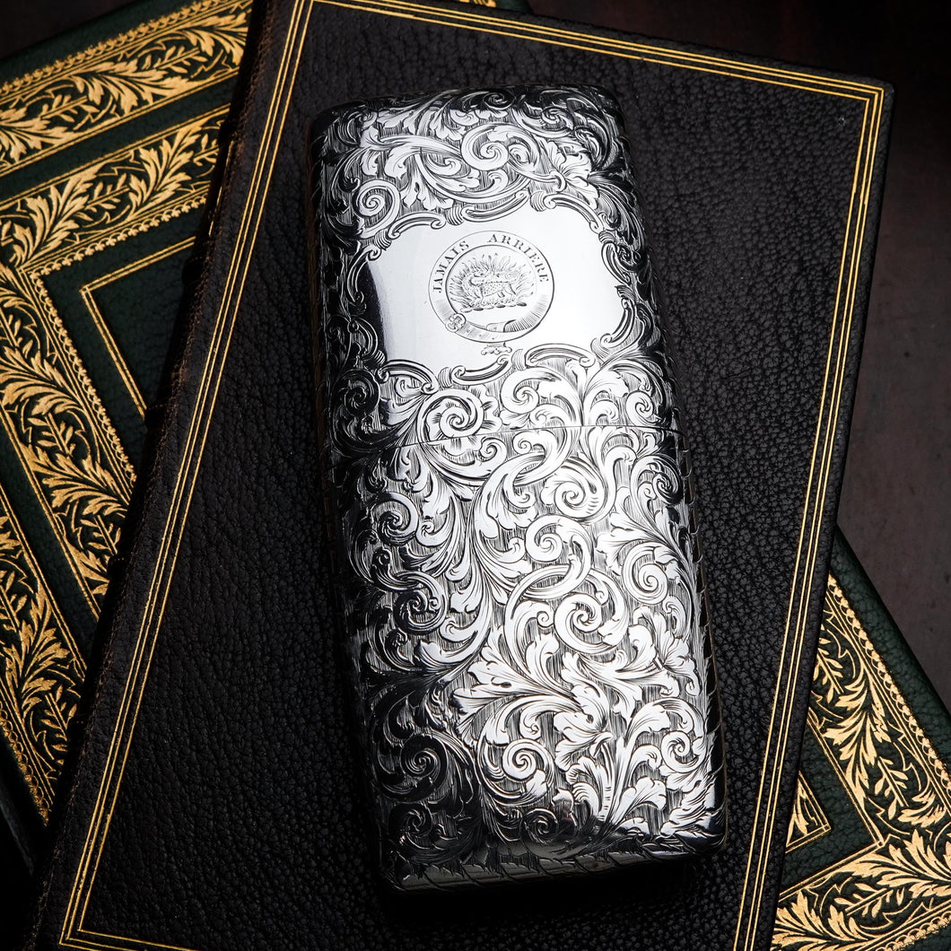 A Magnificent Victorian Solid Sterling Silver Cigar Cheroot Case - Nathaniel Mills 1841
