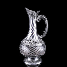 Load image into Gallery viewer, Antique French Solid Silver Ewer Glass Mounted, Rococo Shell Design - Lancon, Paris c.1880
