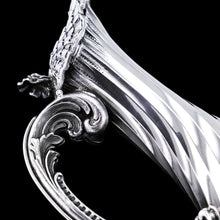 Load image into Gallery viewer, Antique French Solid Silver Ewer Glass Mounted, Rococo Shell Design - Lancon, Paris c.1880
