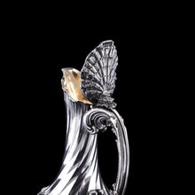 Load image into Gallery viewer, Antique French Solid Silver Ewer Glass Mounted, Rococo Shell Design - Lancon, Paris c.1880
